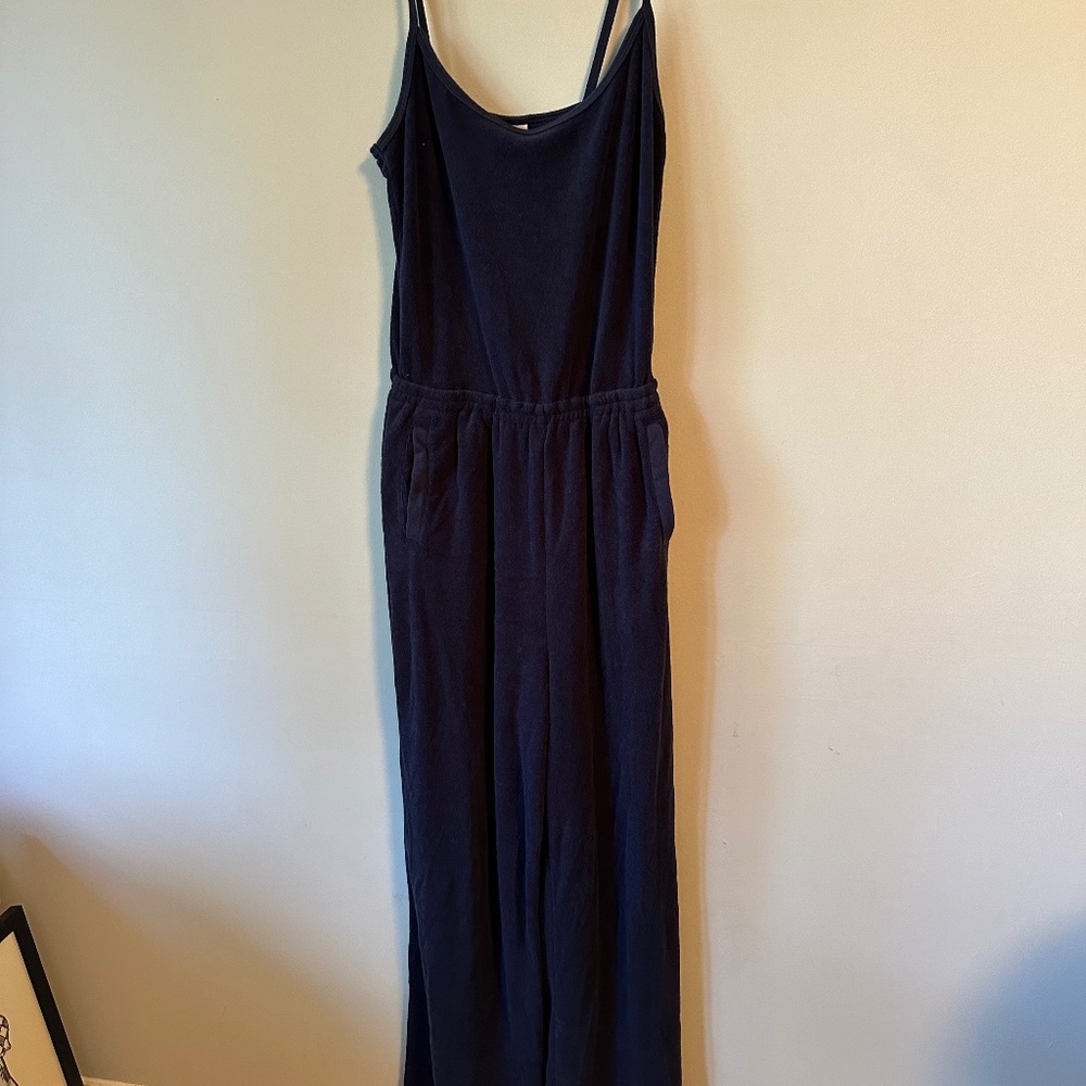 Navy Blue Terry Cloth Jump Suit